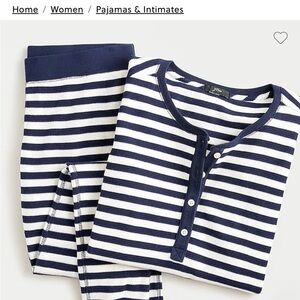 J. Crew Women's Navy and White Striped Pajamas